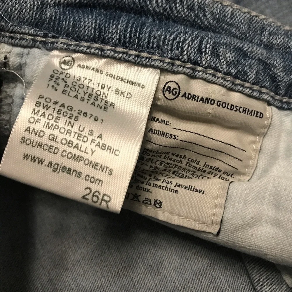 AG Adriano Goldschmied jeans 26r 26 distress STEVIE ANKLE slim straight - Picture 9 of 12